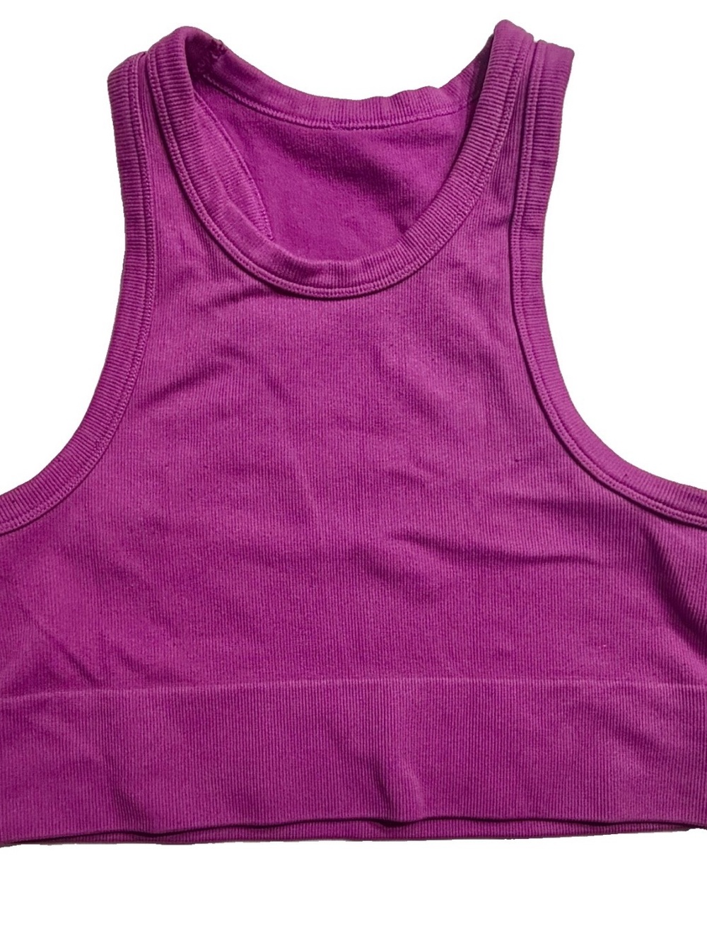 Ribbed Racerback Sports Bra Crop - Magenta